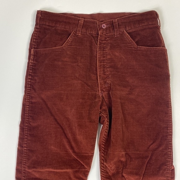 Vintage Oshkosh B'Gosh Corduroy Pants Talon 32x32 Rust Red Rare 70s - Picture 2 of 14